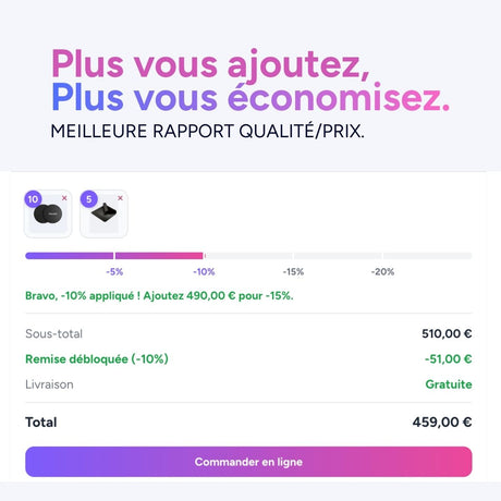 Équipez-vous d'accessoires et profitez de nos tarifs dégressifs