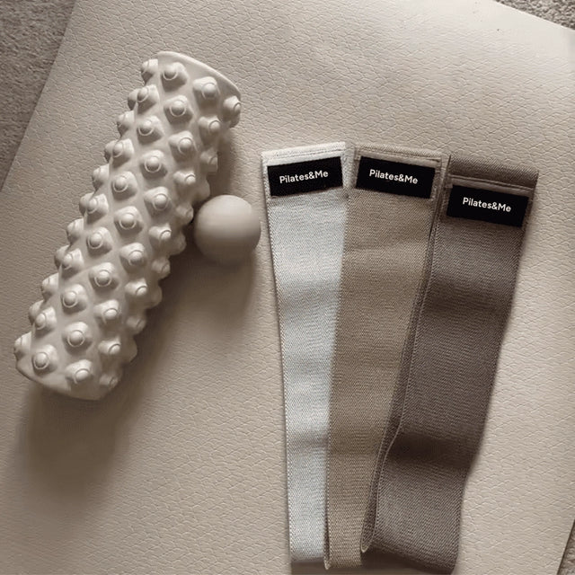 3x Bandes élastiques Pilates beige - Léger, Moyen, Fort