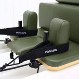 Appuis pour bras cuir synthétique vert olive Reformer Pilates AERO avec logo Pilates&Me et cordes tressées